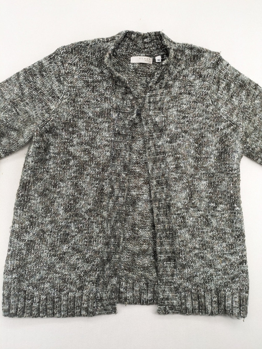 Kenar turtle neck jumper black grey white melange wool blend open knit design