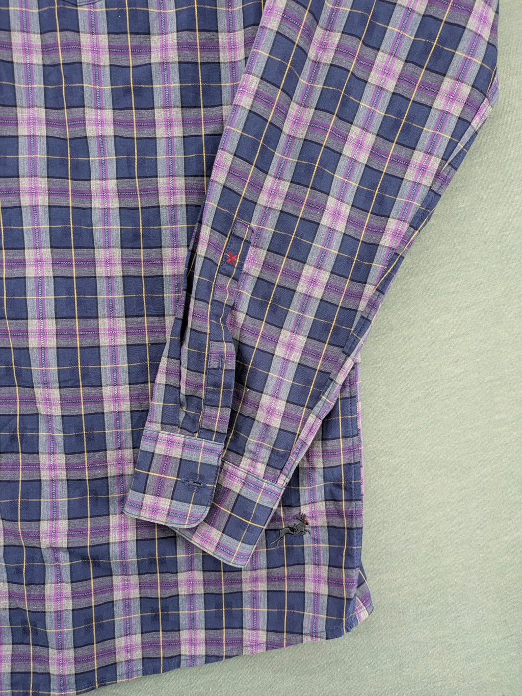 s.Oliver green long-sleeve shirt checked pattern with logo embroidery and chest pocket