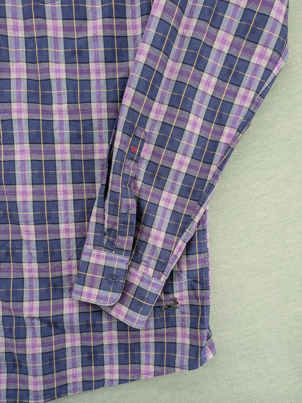 s.Oliver green long-sleeve shirt checked pattern with logo embroidery and chest pocket