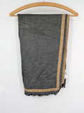Romano beige and grey scarf with classic brown border stripes and fringes.
