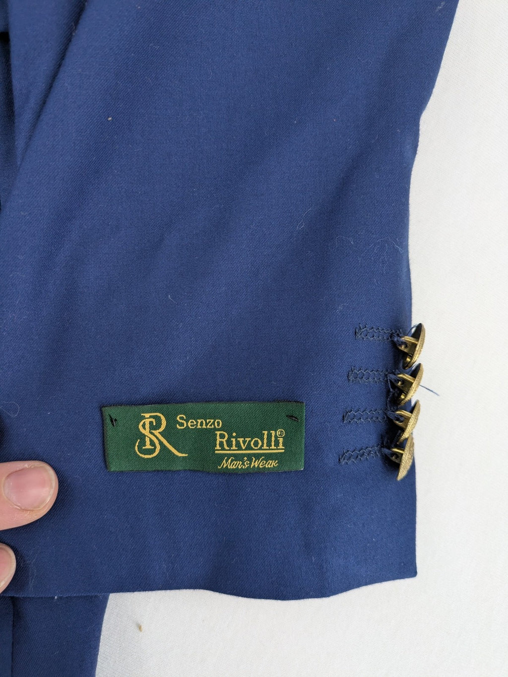Senzo Rivolli blue slim fit suit, 3-piece, made of wool and viscose, elegant design.
