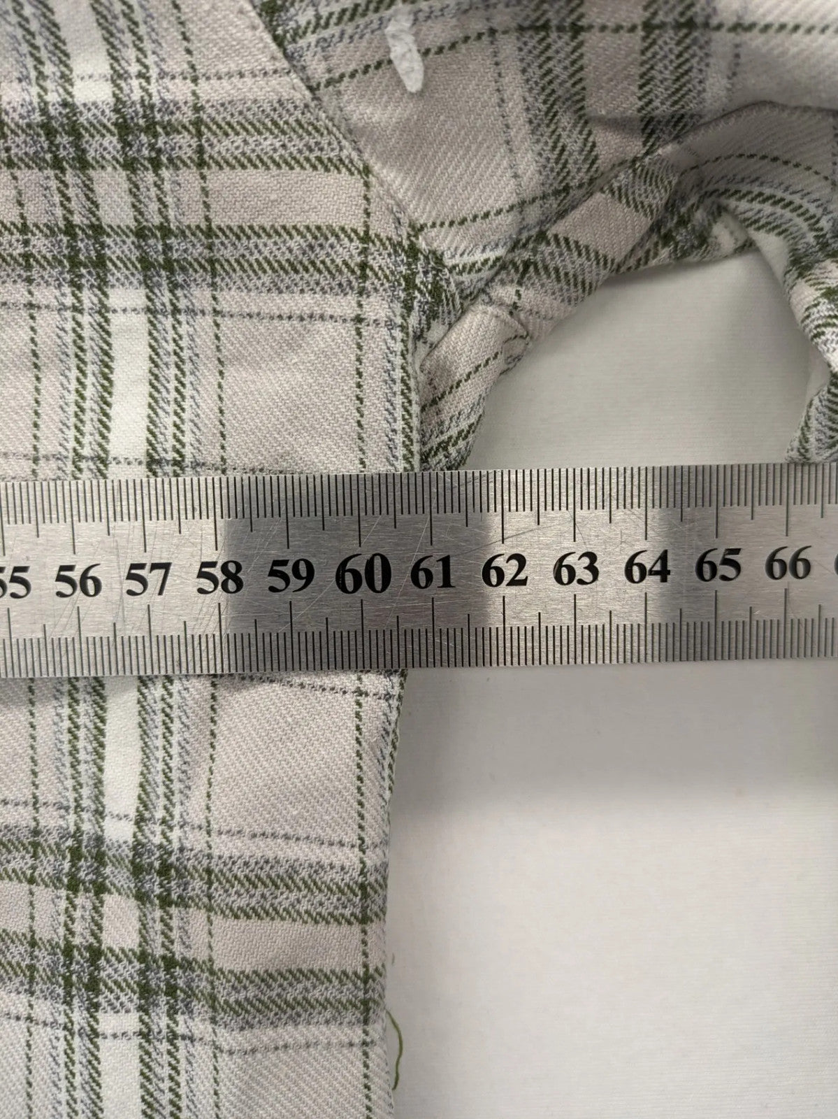 OS Trachten beige green checkered long sleeve shirt with button-up front and chest pocket.