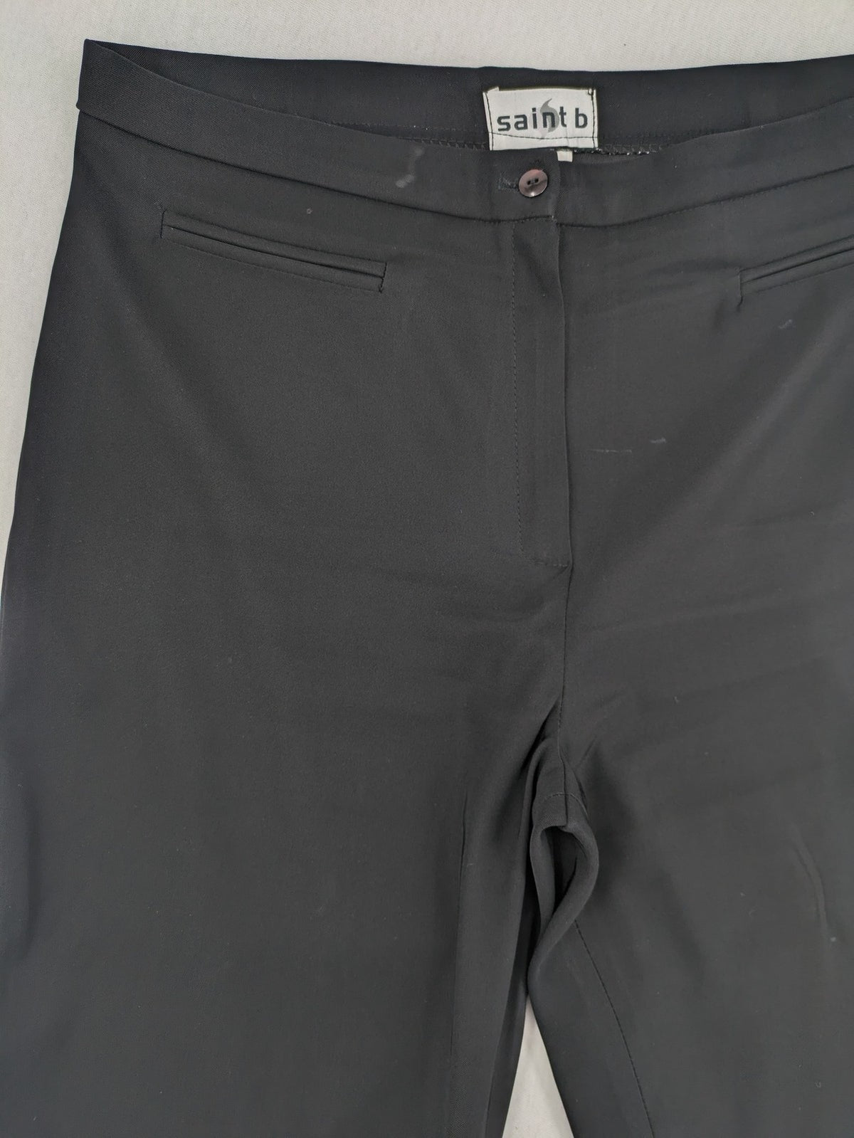 Saint B grey capri pants high waist with straight leg and side slits.