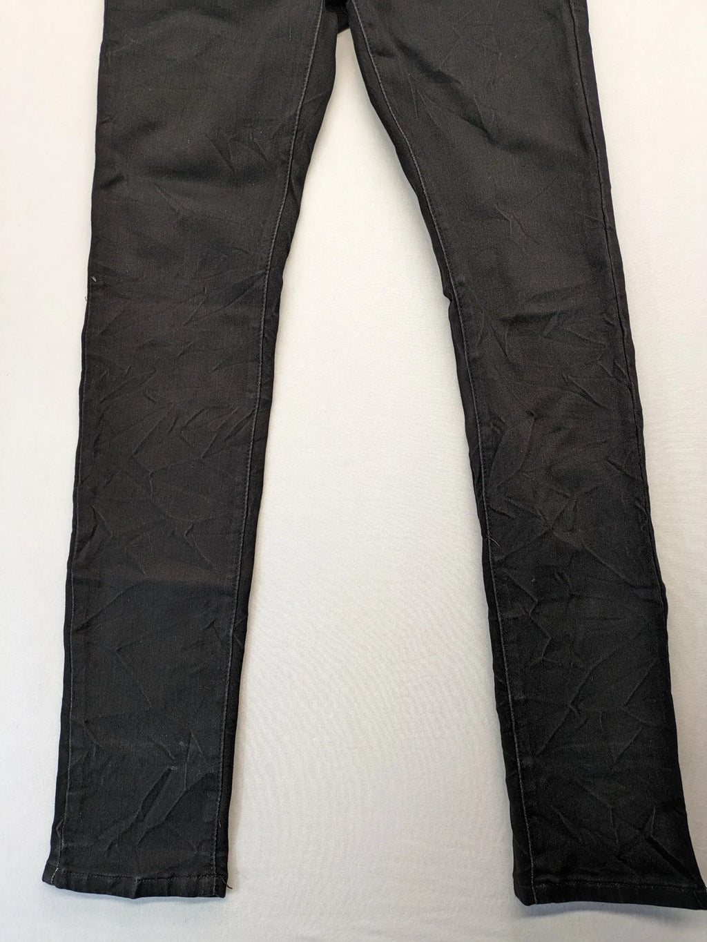 L & K Kaha black straight jeans with rhinestone logo patch and classic 5-pocket design.