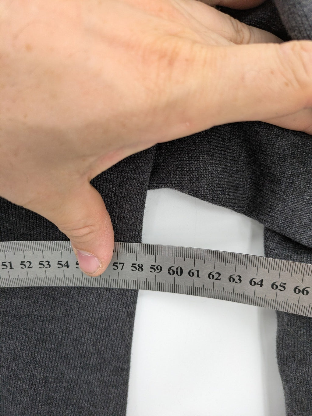 Straight Up grey cardigan with shawl collar, button front, soft cotton-acrylic blend.