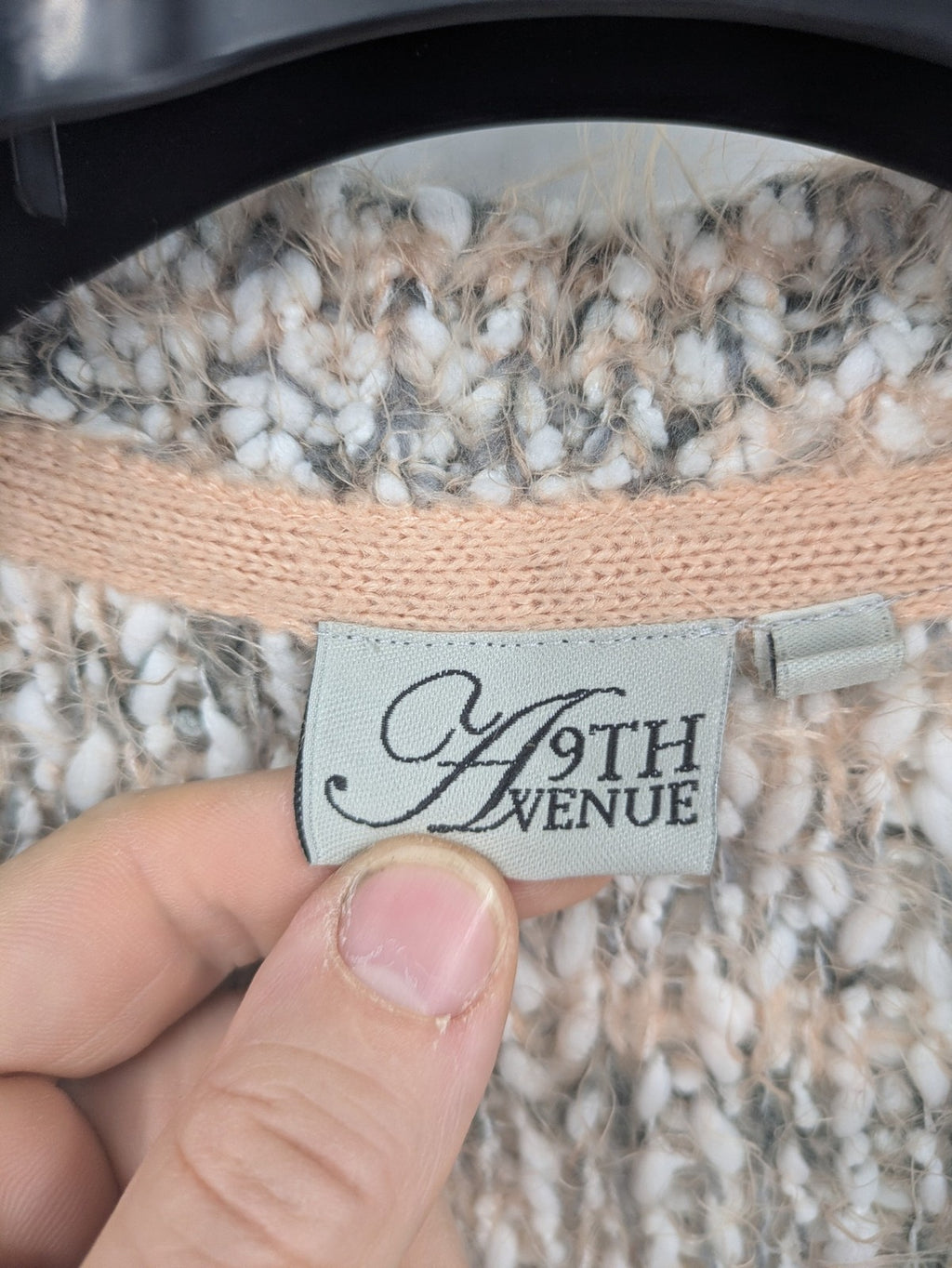 9th Avenue pink cardigan open front soft knit with multicolored pattern