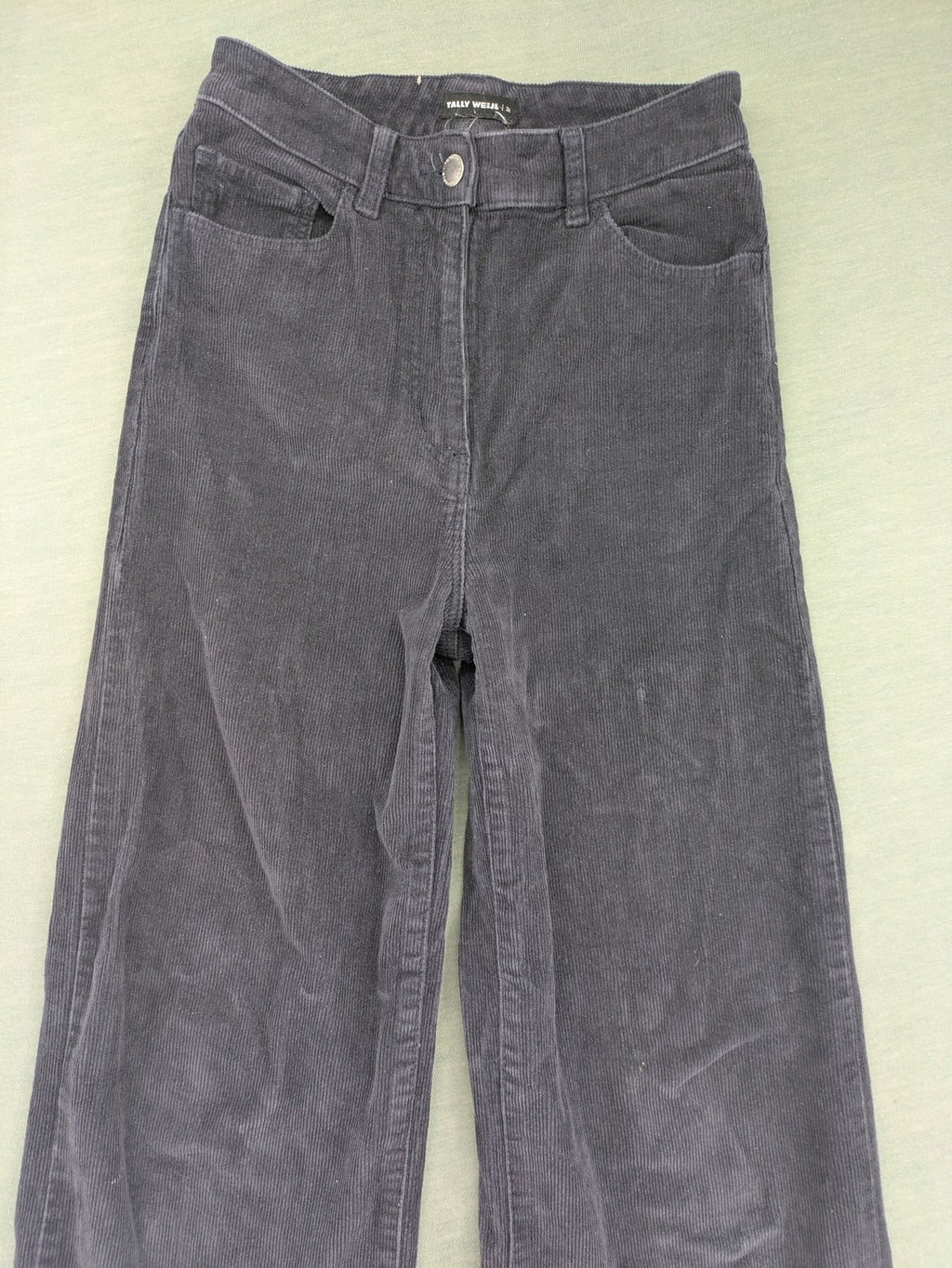 Tally Weijl grey cord pants wide leg high waist five-pocket design