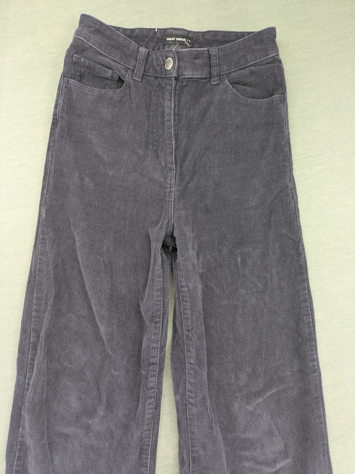Tally Weijl grey cord pants wide leg high waist five-pocket design