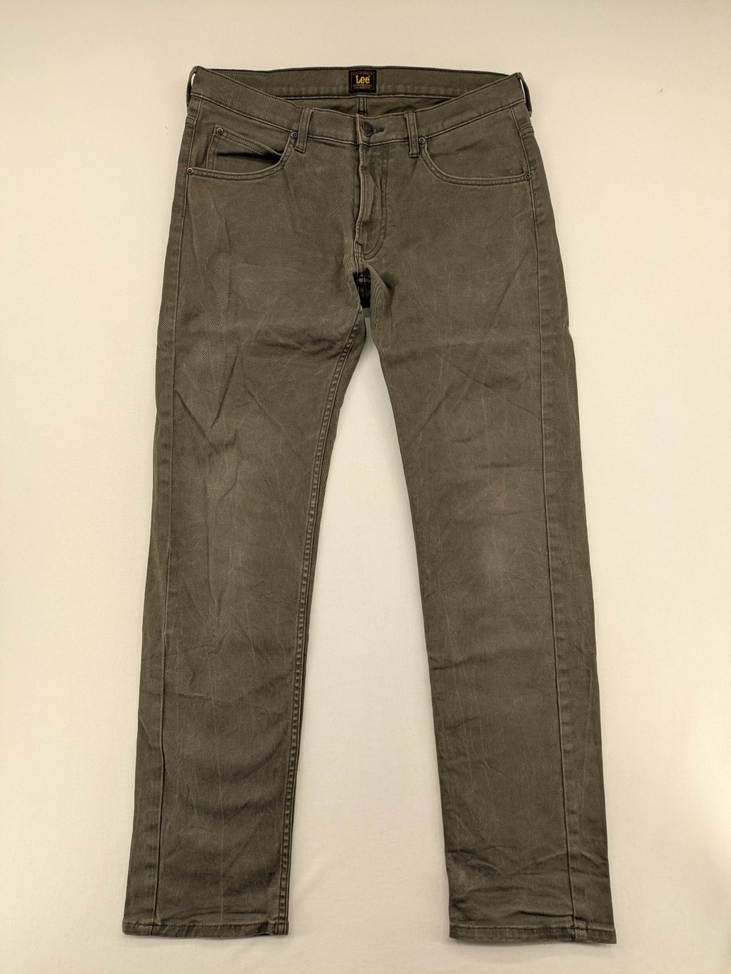 Lee straight jeans grey cotton-stretch fabric with classic design and zip fly.