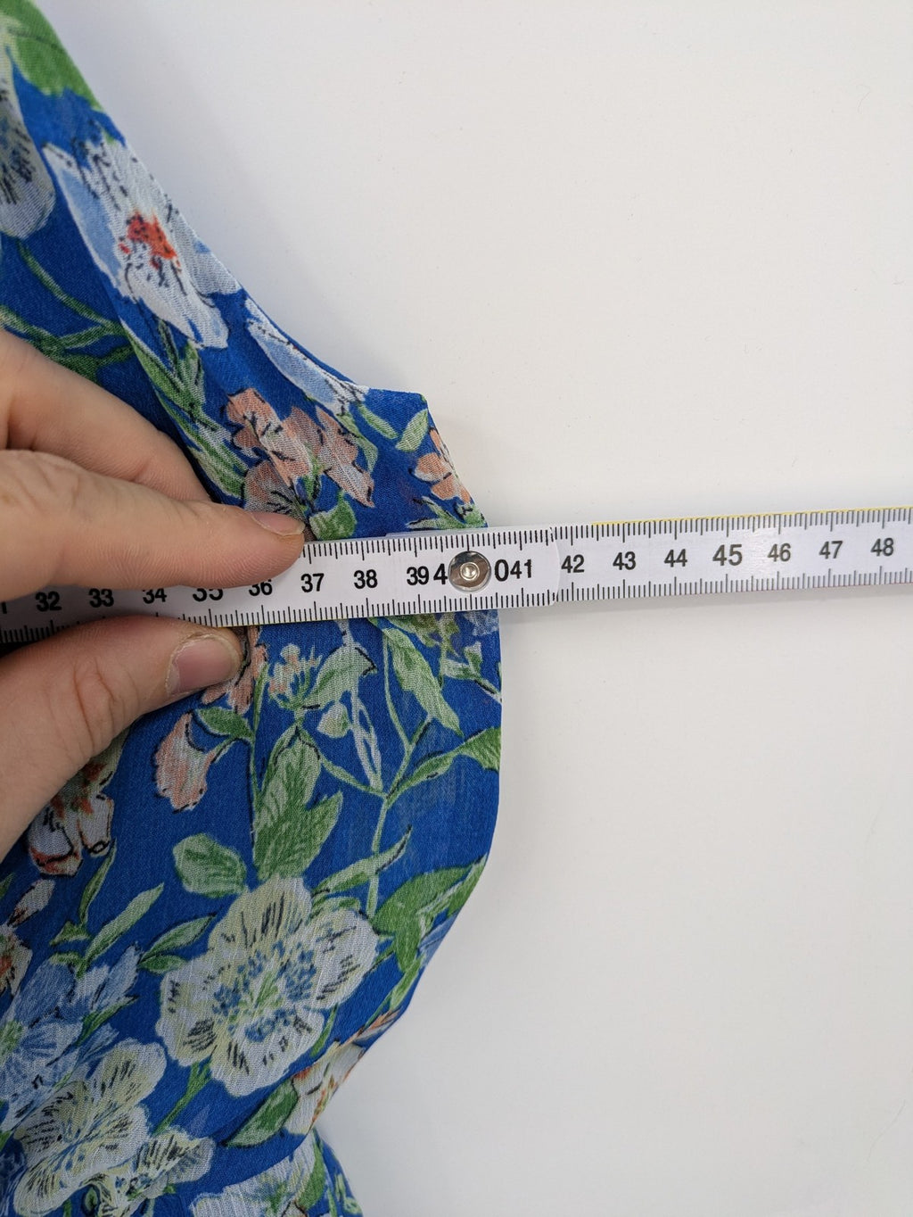 edc by Esprit multi floral midi dress blue chiffon fabric adjustable spaghetti straps