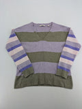 Esprit pink turtle neck jumper multicoloured striped pattern soft wool blend material