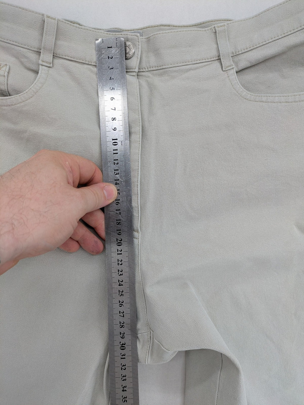 Vunic beige chinos with straight leg, 5-pocket design, and classic front zipper closure.