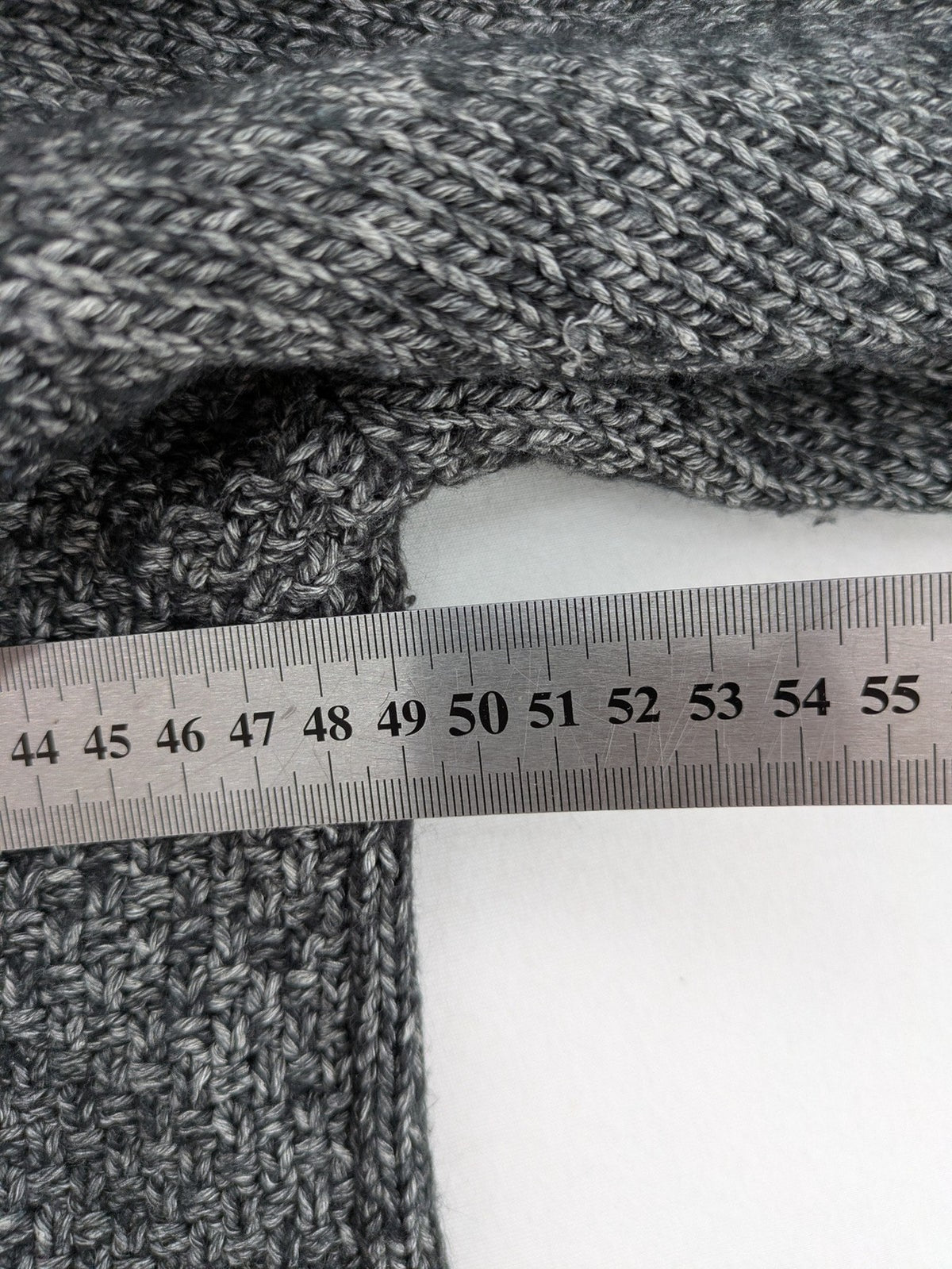Jean Pascale grey turtle neck jumper with shawl collar and ribbed details.