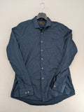 Nazareno Gabrielli blue button-up shirt with subtle pattern and classic collar, made in Italy.
