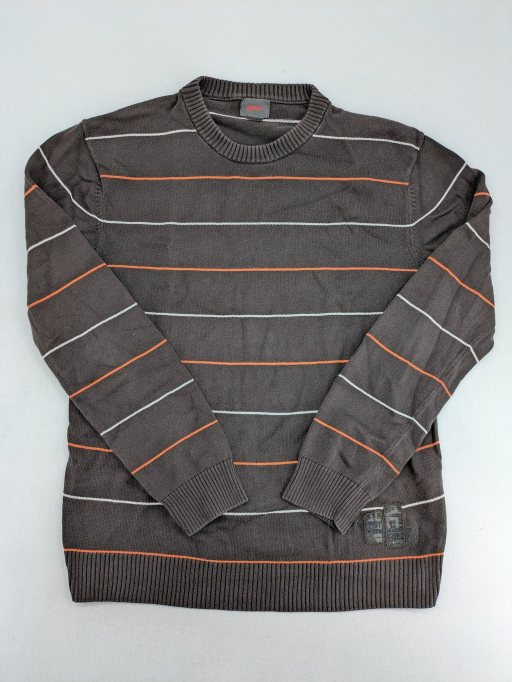 Esprit orange striped turtle neck jumper with logo patch and ribbed cuffs.