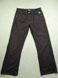 Savvy black pants straight fit with button fly, embroidered details and unique stitching.