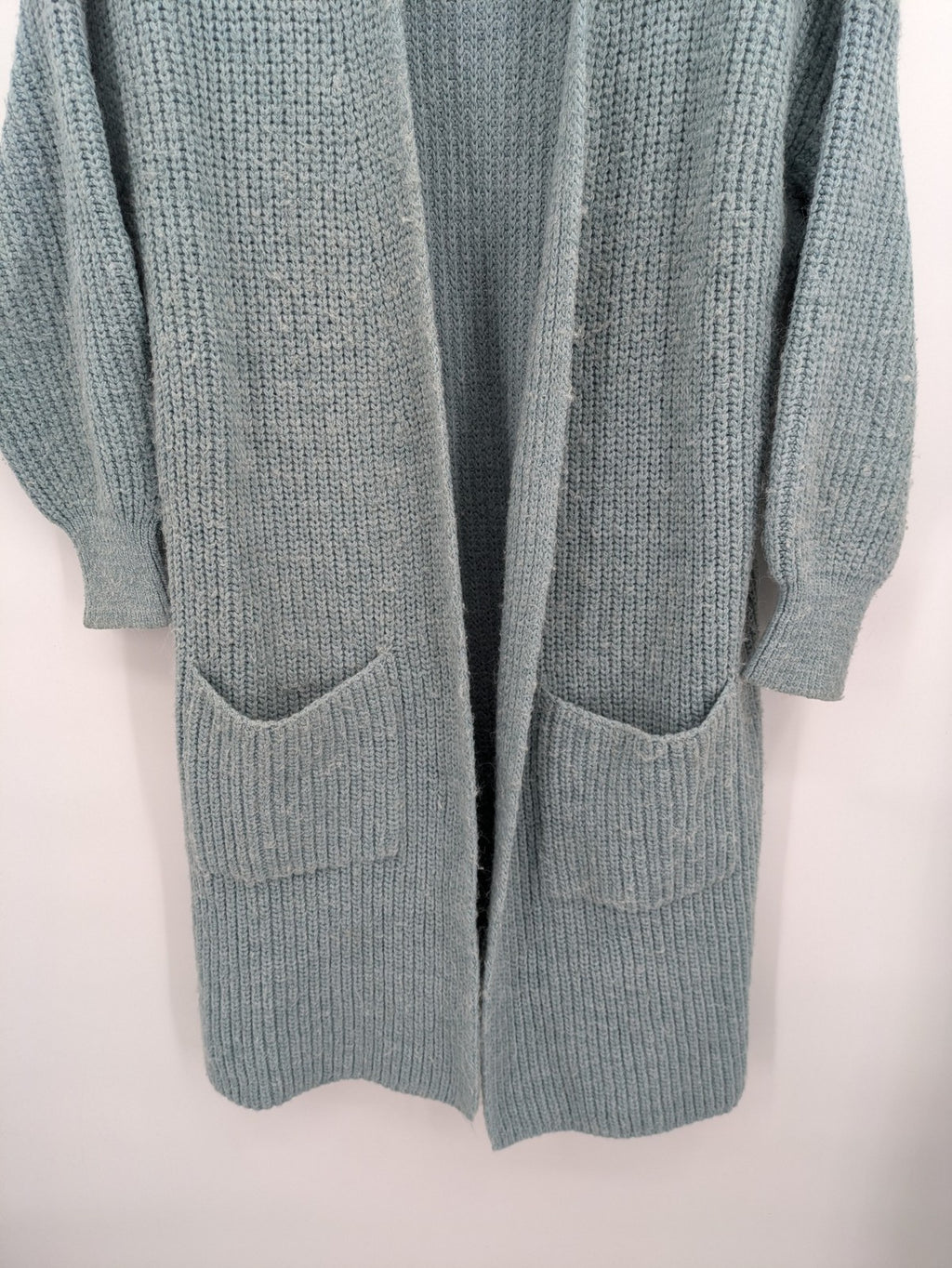 Orsay grey turtle neck jumper open front longline chunky knit with pockets.