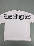 Black Squad black oversized t-shirt with white "Los Angeles" backprint and cotton material.