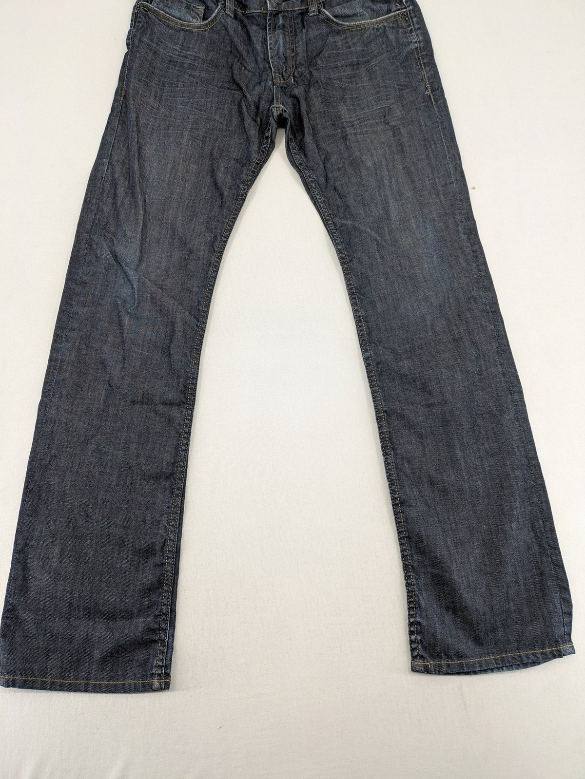 Buffalo David Bitton blue straight jeans dark wash denim five-pocket design