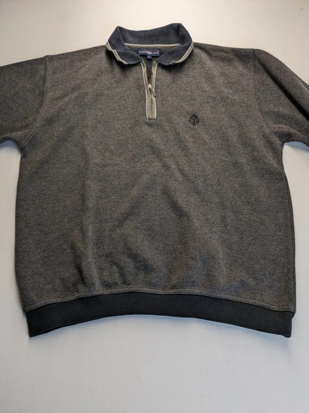 Today's Man turtle neck jumper multi grey melange with 1/4 zip and embroidered logo.