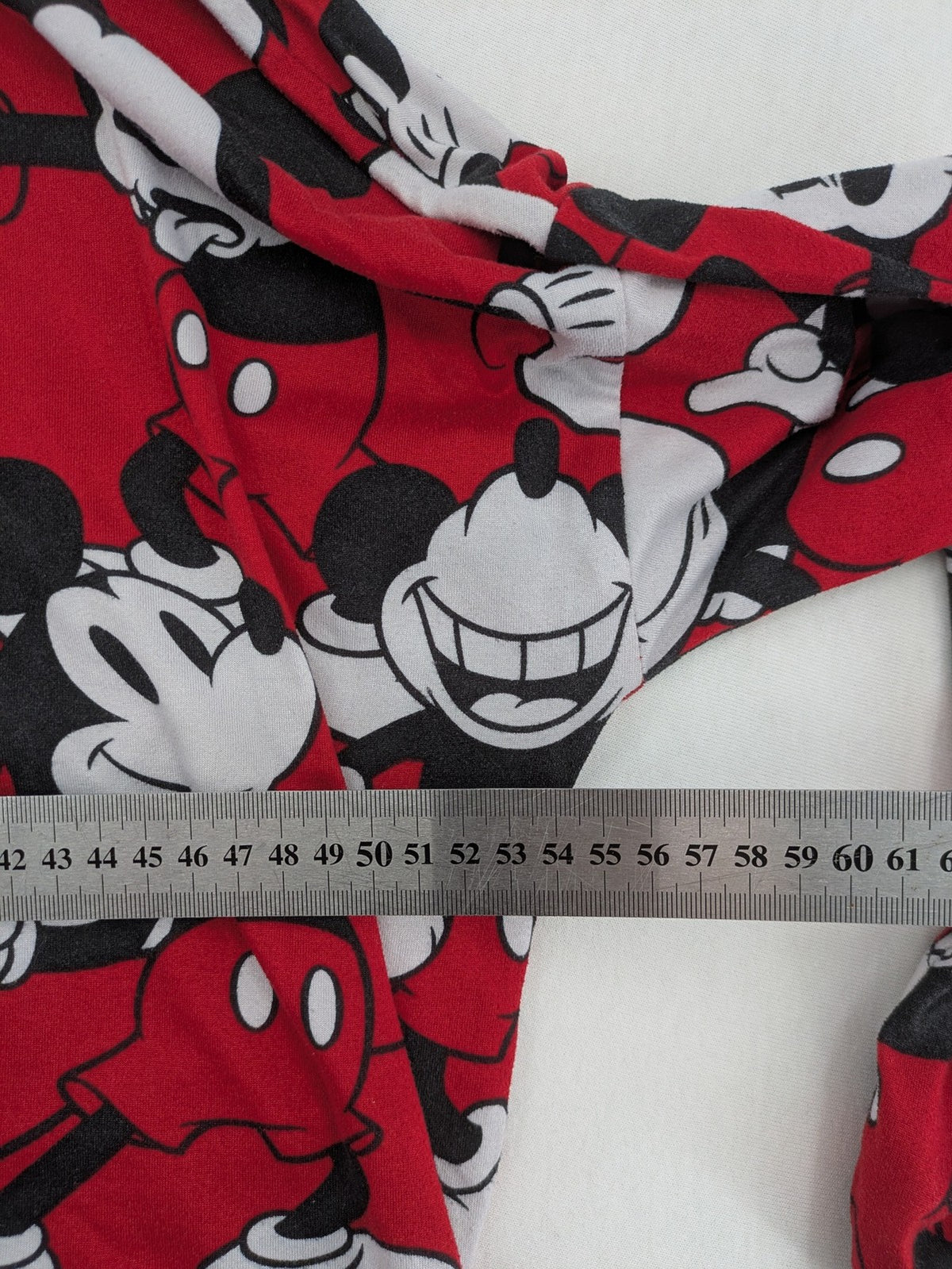 Disney loungewear set red and black with allover Mickey Mouse print and long sleeves.