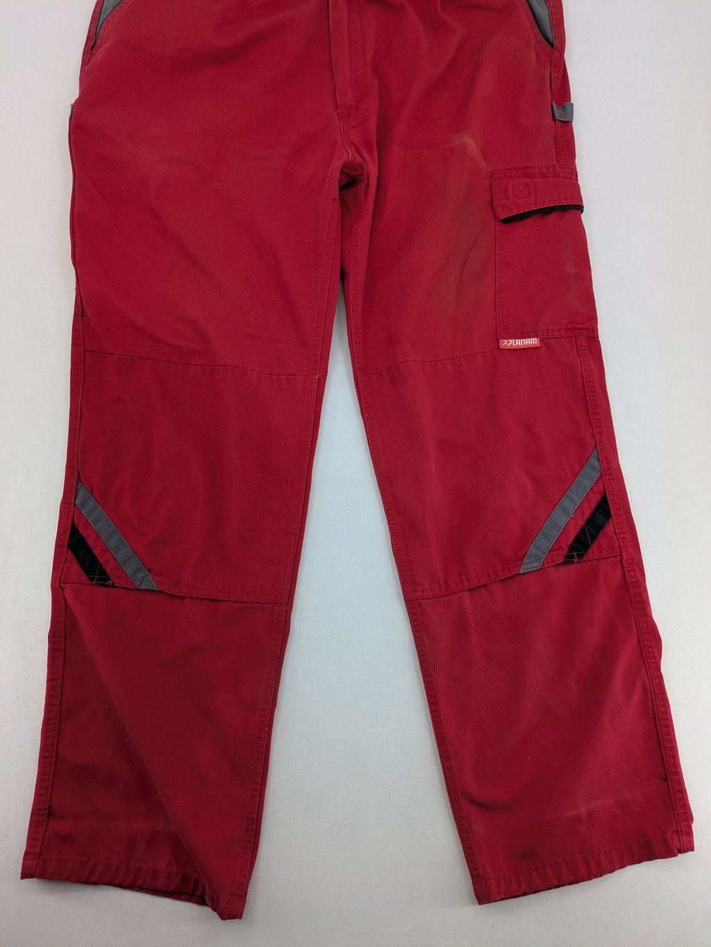 Planam hunting tactical pants red grey elastic waistband multiple utility pockets