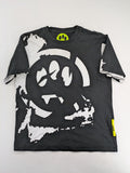 Barrow grey t-shirt with large black and white smiley graphic print and logo patch.