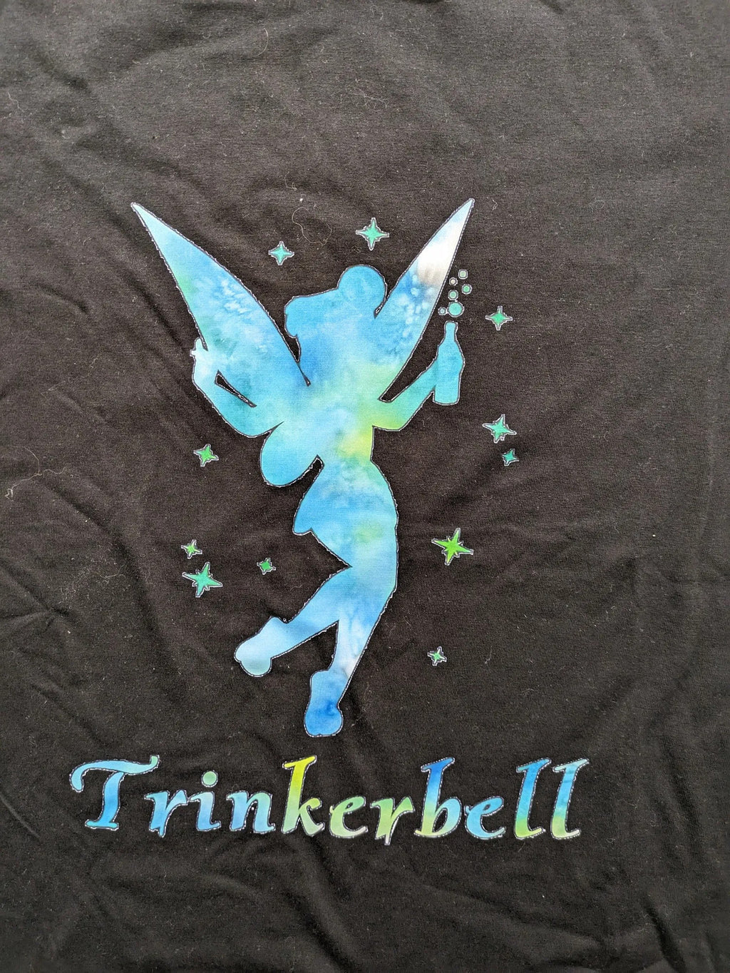 Roly multi T-shirt black with Tinkerbell graphic and comfortable round neckline.