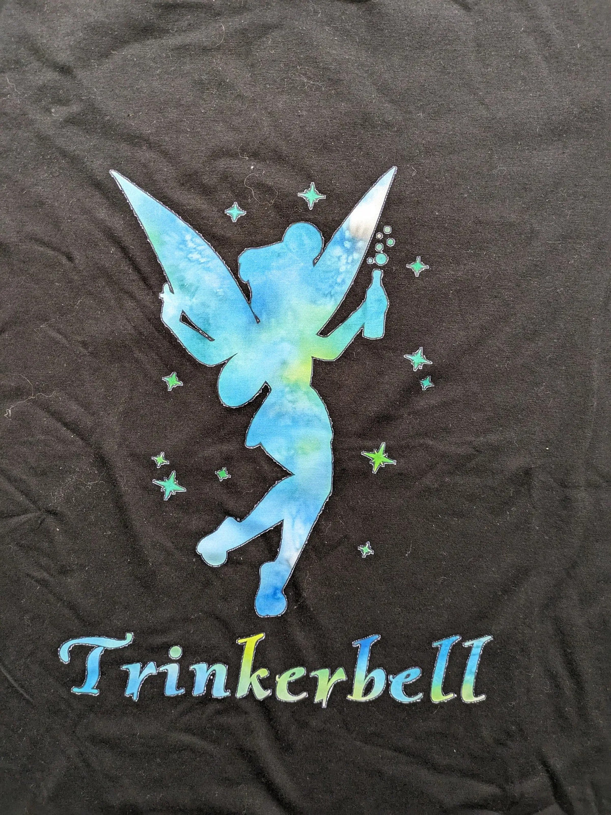 Roly multi T-shirt black with Tinkerbell graphic and comfortable round neckline.