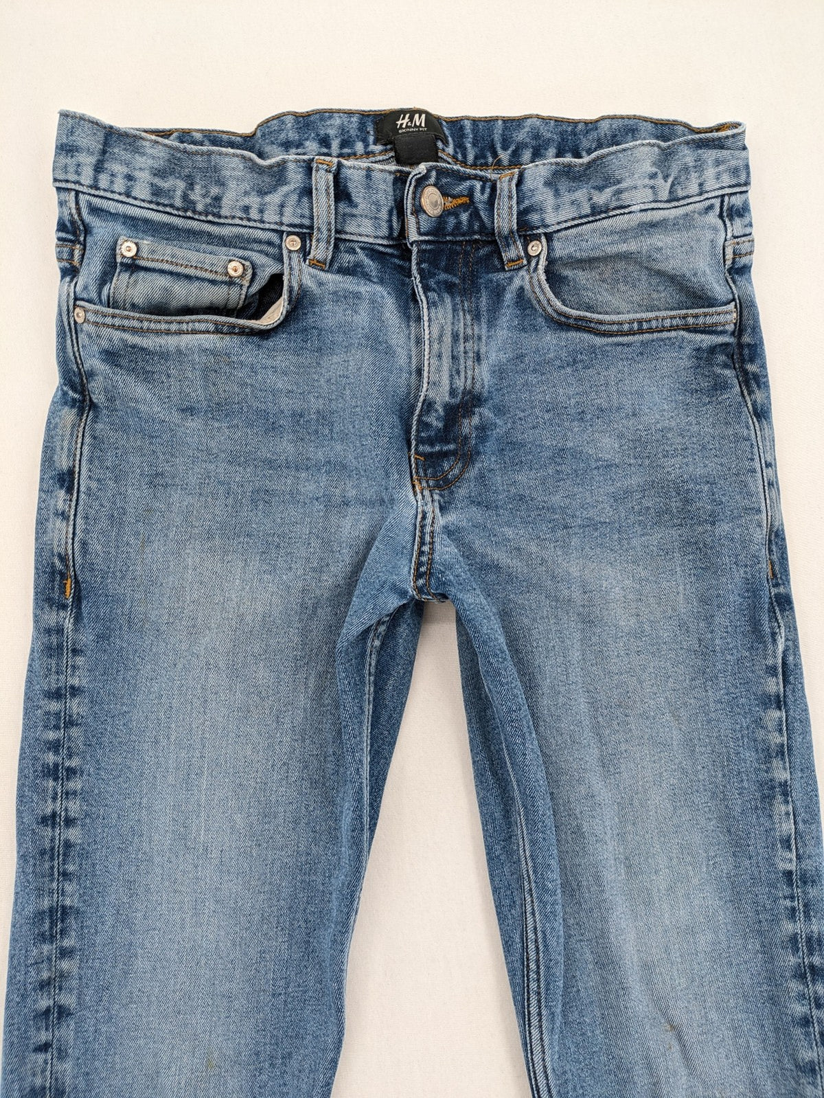 H&M blue skinny fit jeans classic 5-pocket design medium wash stretch denim