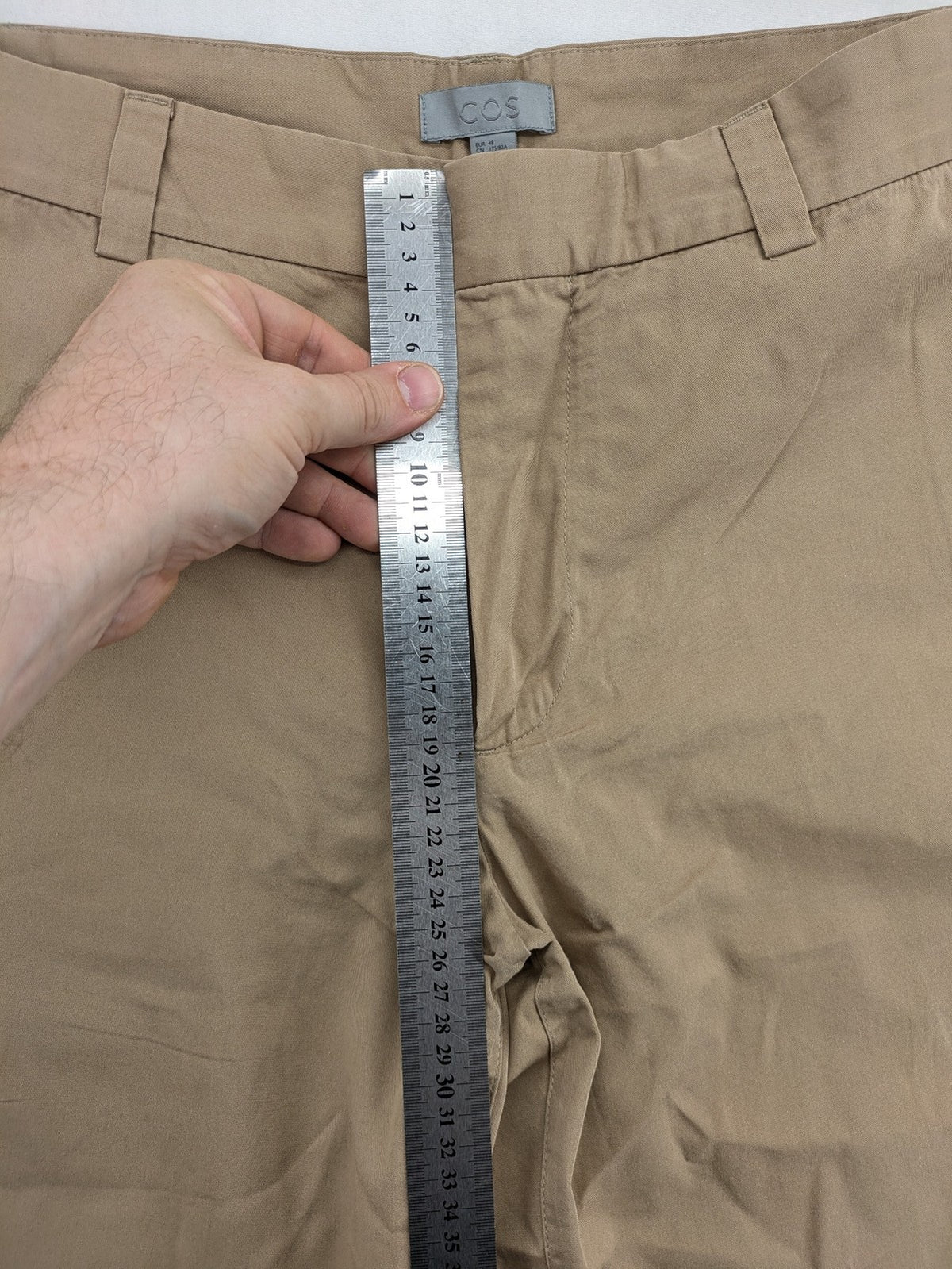 COS beige chino pants flat front straight cut cotton-lyocell blend