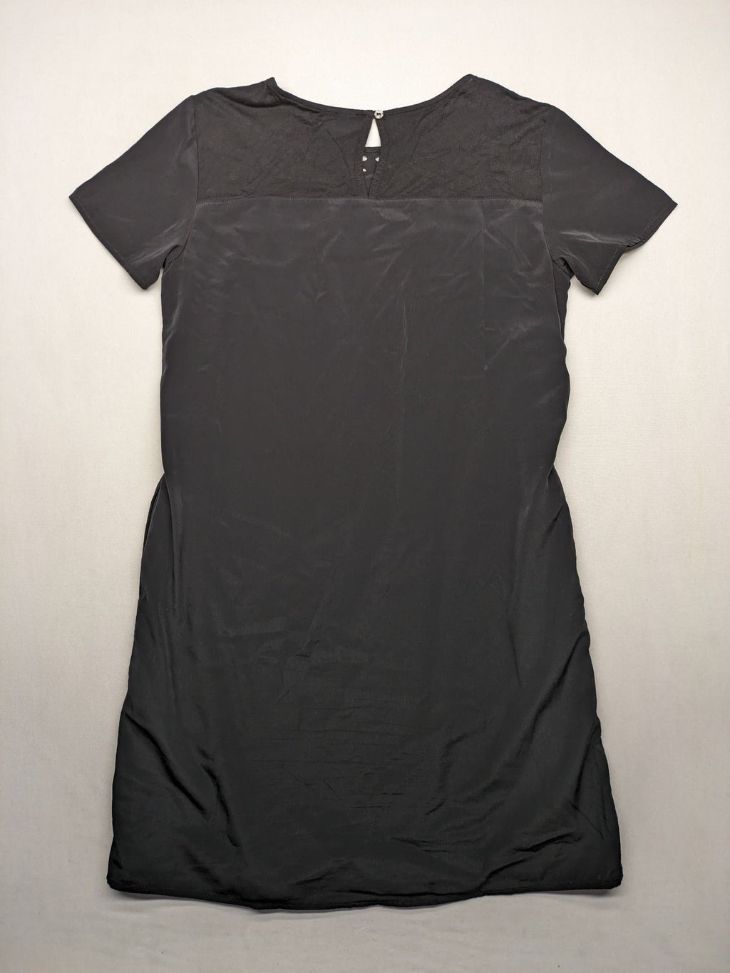 s.Oliver black shift dress with short sleeves and stylish cut-out neckline details