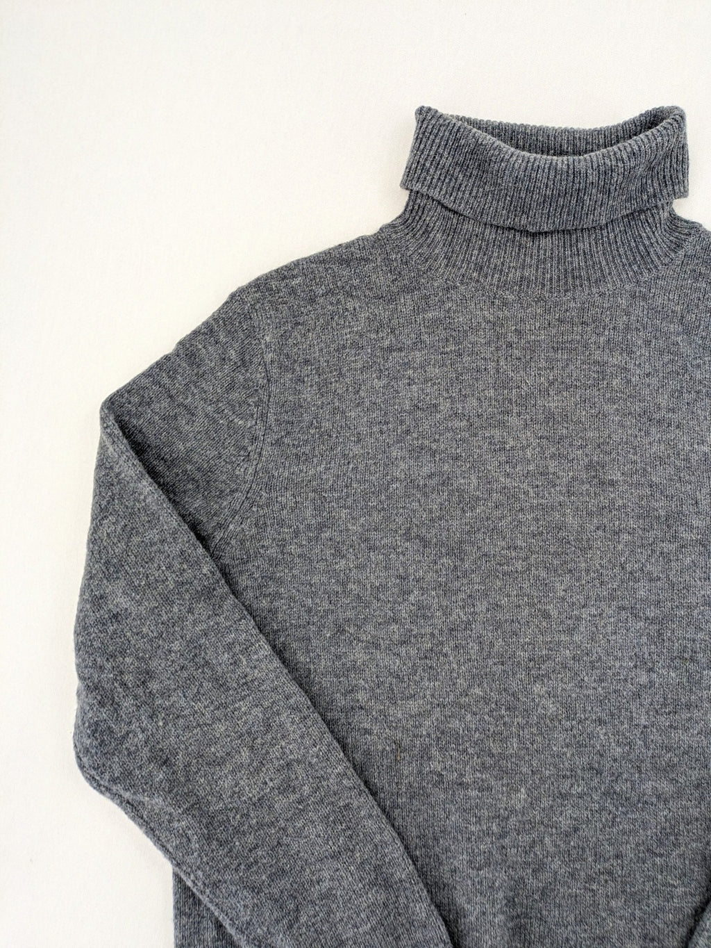 Brookshire grey turtle neck jumper ribbed cuffs and hem soft wool blend