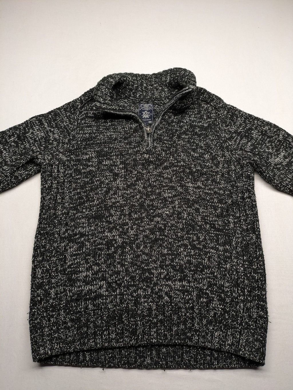 Kensington Eastside black grey quarter zip sweater textured knit with high collar.