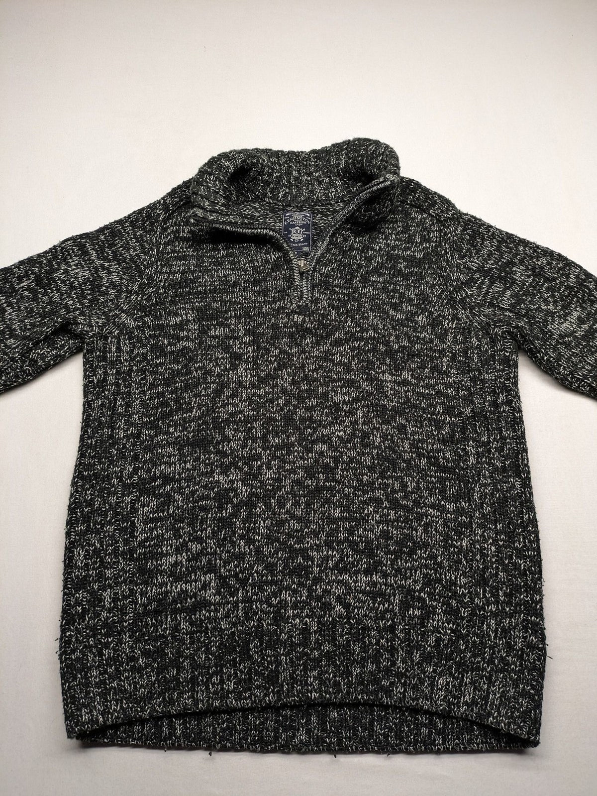 Kensington Eastside black grey quarter zip sweater textured knit with high collar.