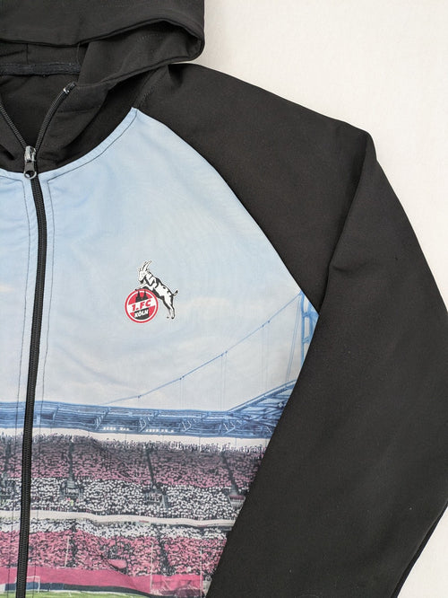 1. FC Köln hoodie black full zip with stadium print and embroidered logo