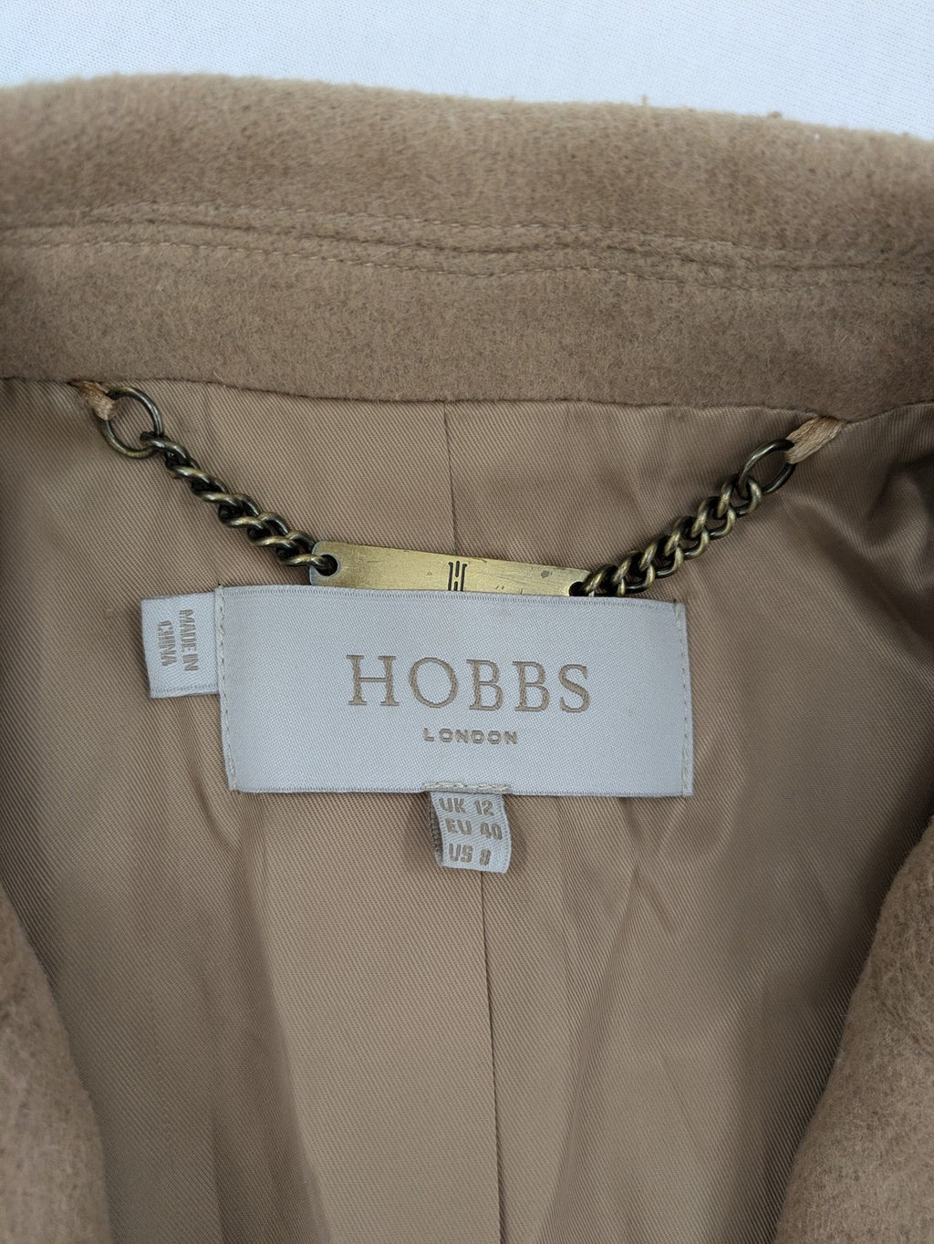 Hobbs London beige wool blend jacket single-breasted tailored fit with original buttons.