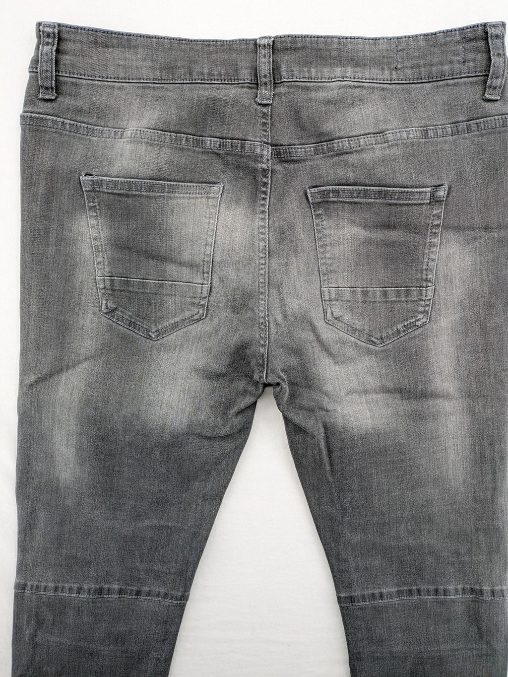 Clockhouse grey skinny fit jeans with biker ribbed panels and subtle distressed details.