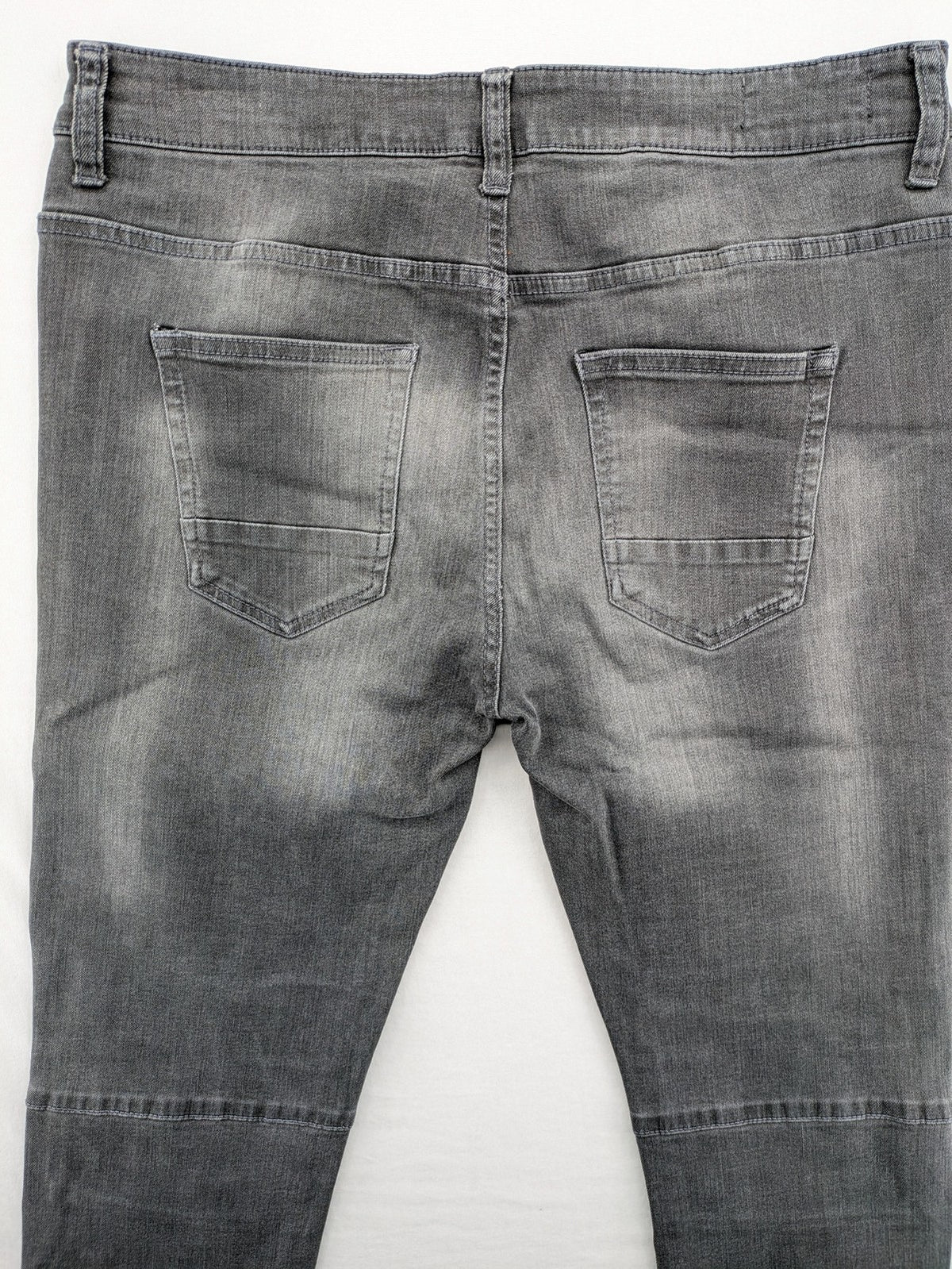 Clockhouse grey skinny fit jeans with biker ribbed panels and subtle distressed details.