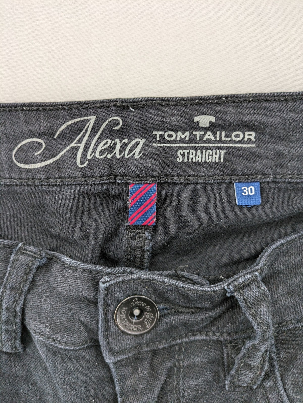 Tom Tailor black straight jeans classic 5-pocket style with button detail