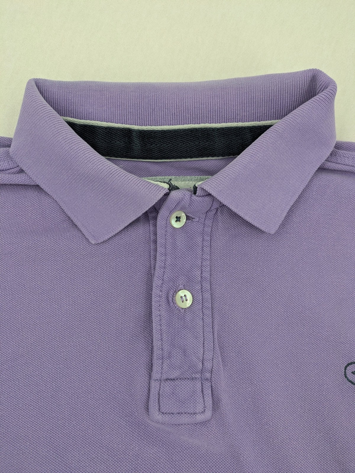 Arqueonautas purple polo shirt, short sleeves, embroidered logo, 100% cotton.