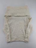 H&M beige turtle neck jumper soft alpaca blend off-shoulder design with wide collar.