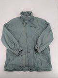 Klima green jacket vintage style, windproof, waterproof, with hidden hood and multiple pockets.