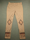 bpc bonprix collection beige leggings with colorful Aztec pattern at knees and hem