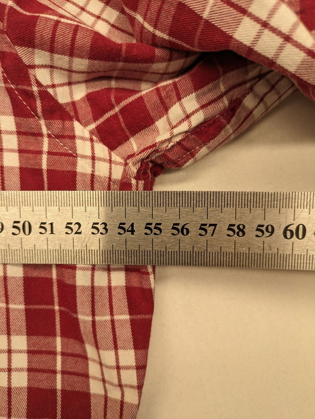 Rover & Lakes red checkered long sleeve shirt, button-down collar, 100% cotton twill.