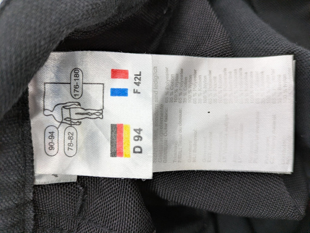Planam work trousers black canvas with Cordura knee reinforcement and cargo pockets.