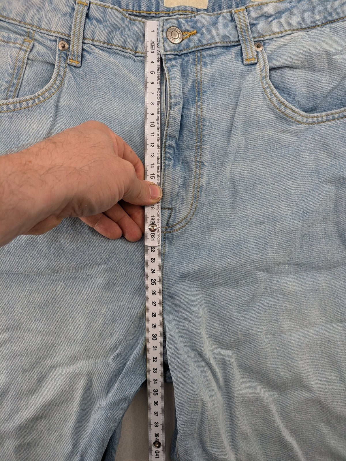 C&A blue wide leg jeans, classic five-pocket design, high rise denim, size EUR 44.