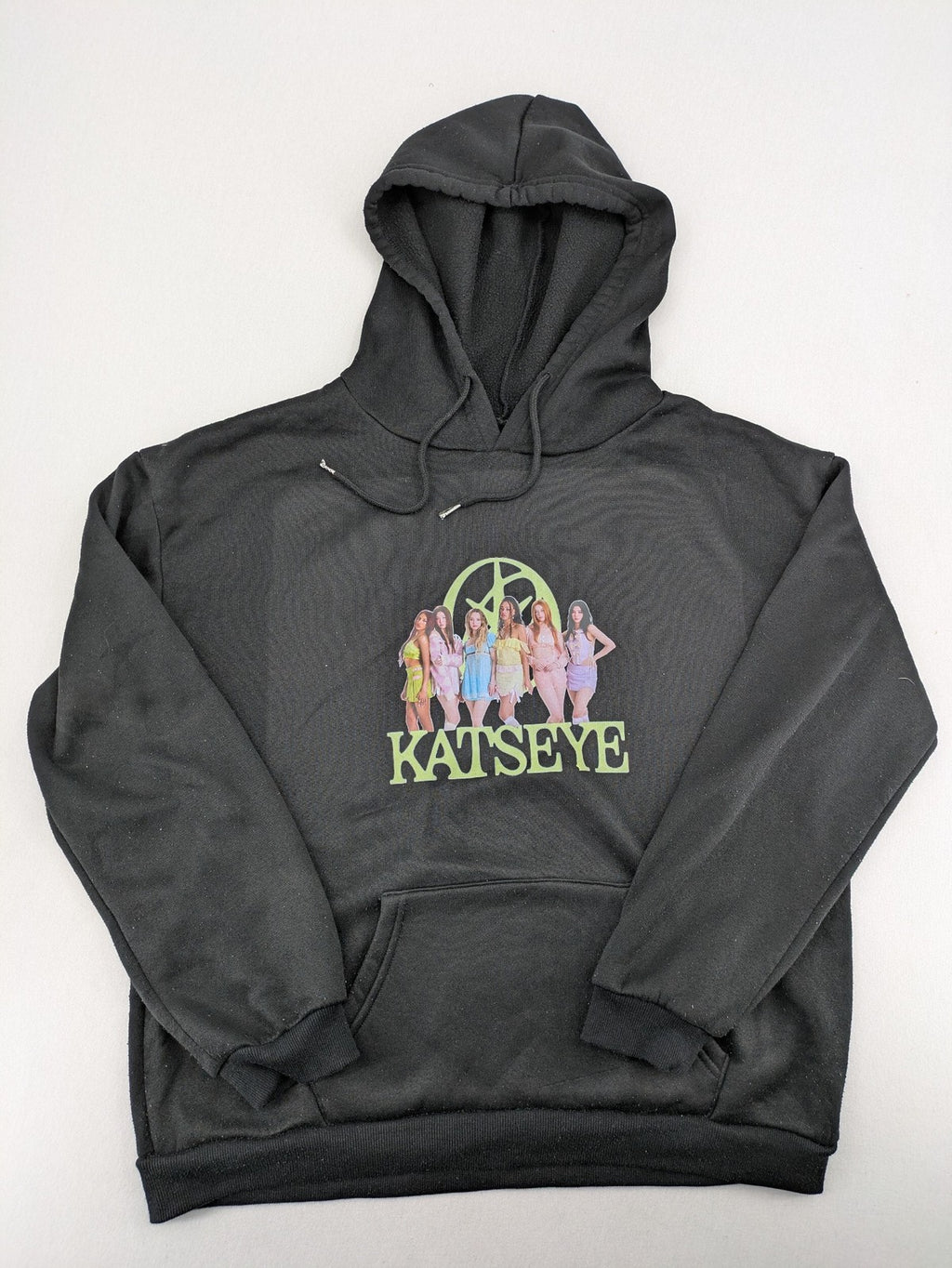 SHEIN multi zip-through hoodie black graphic design KATSEYE members logo
