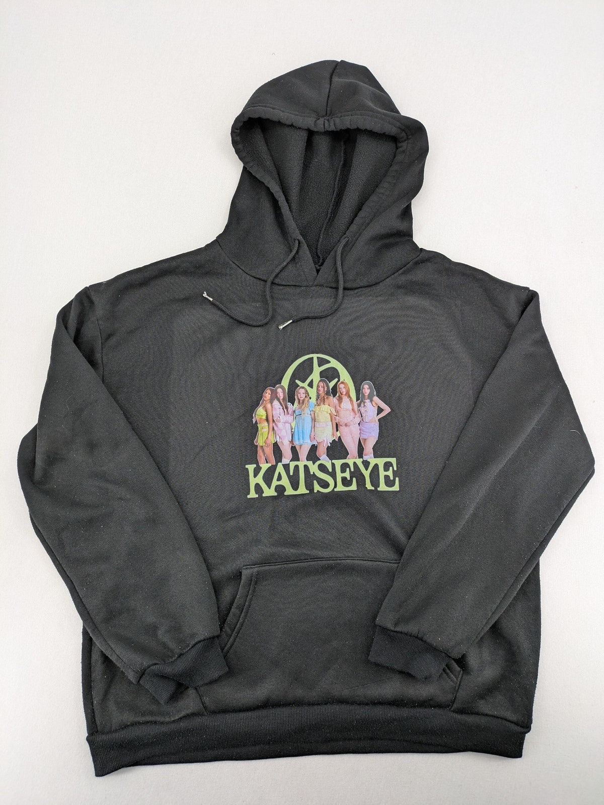 SHEIN multi zip-through hoodie black graphic design KATSEYE members logo