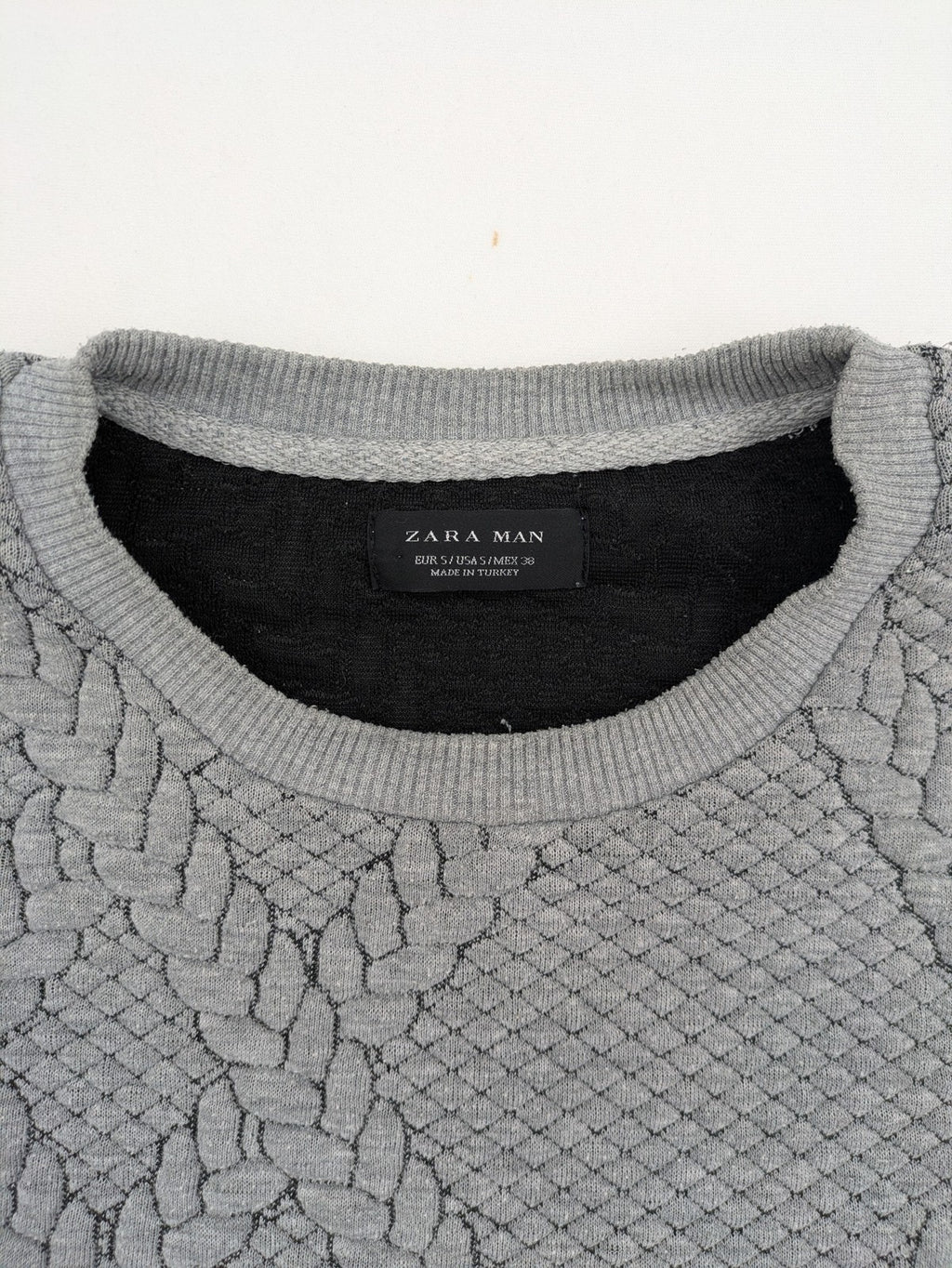 Zara Man grey turtle neck jumper textured cable knit pattern classic fit